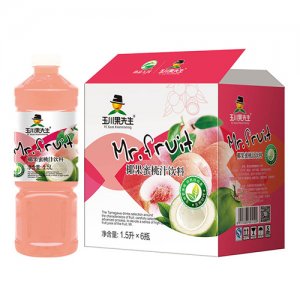 玉川果先生椰果蜜桃汁飲料1.5Lx6瓶