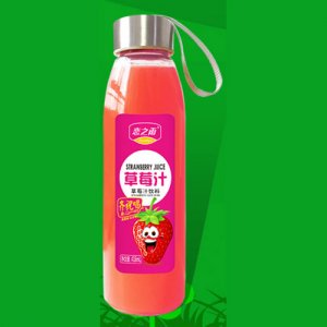 戀之雨玻璃瓶草莓汁飲料418ml