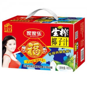 家家樂(lè)生榨椰子汁飲料椰汁果肉型植物蛋白飲料紅禮盒裝