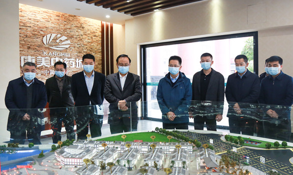 揭陽市政協(xié)主席崔建軍一行蒞臨普寧康美中藥城參觀考察
