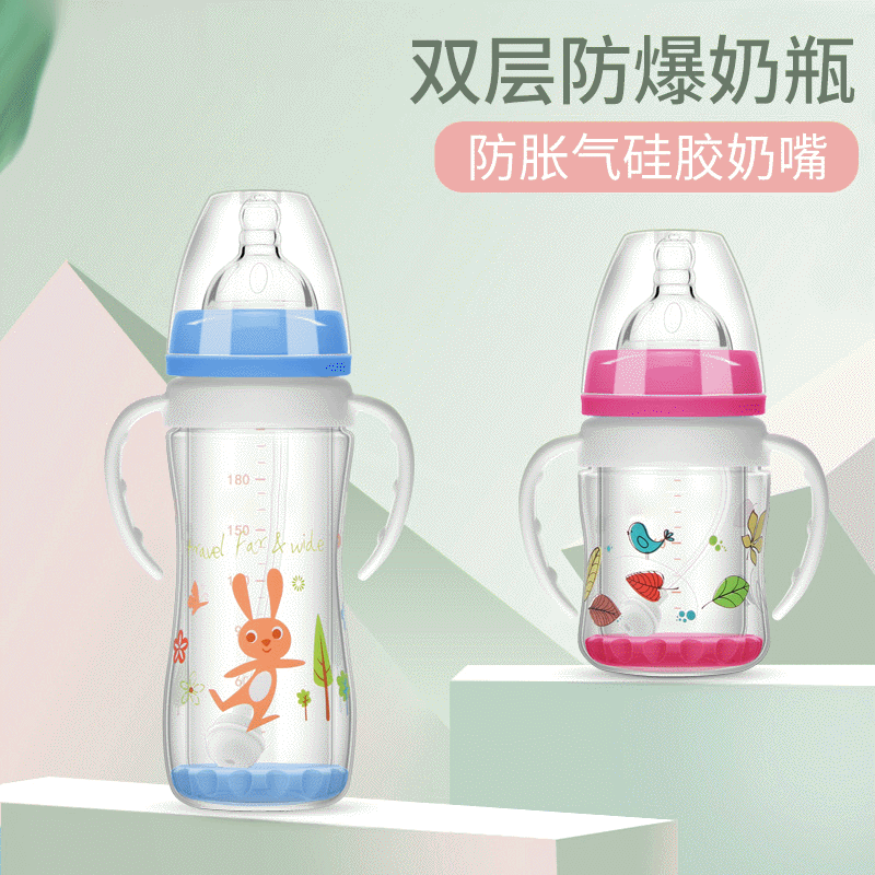 寬口徑雙層防爆玻璃奶瓶OEM代加工