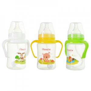 寬口徑PP奶瓶240ml300ml330ml帶手柄吸管批發(fā)嬰幼兒奶瓶可OEM/ODM代工