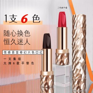 鼎妝性感百變奇幻一支6色雙管滋潤防水不易脫妝口紅OEM代加工