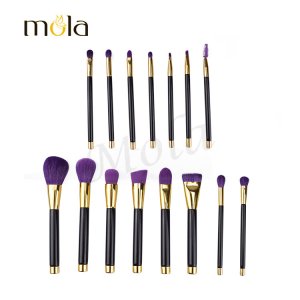 15支紫色金管動(dòng)物毛化妝刷OEM/ODM代加工