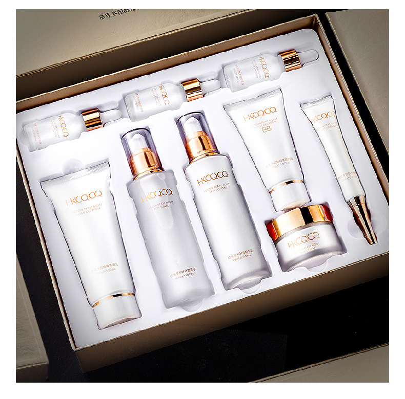 HKCQCQ依克多因酵母精華嫩膚修護(hù)九件套保濕補(bǔ)水護(hù)膚套盒廠家批發(fā)OEM代加工