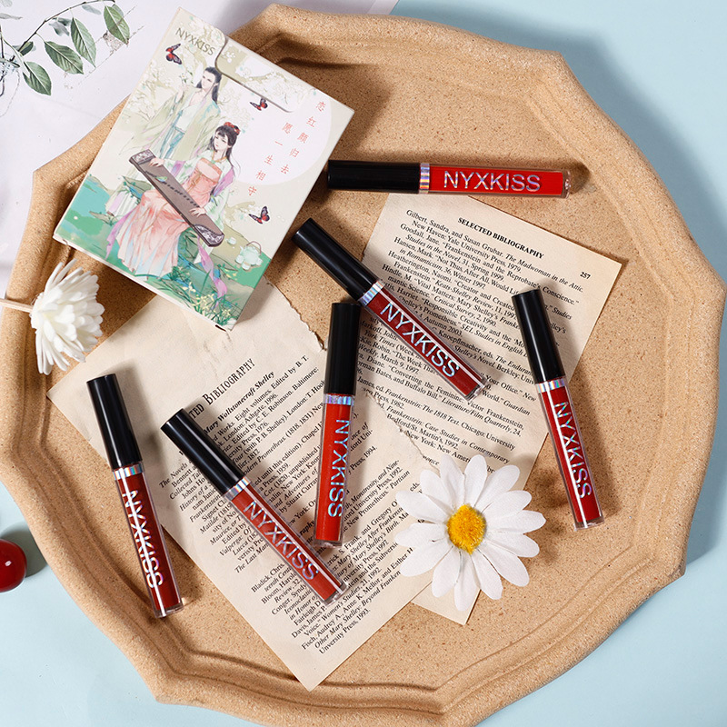 6支裝中國風(fēng)唇釉套盒OEM代加工