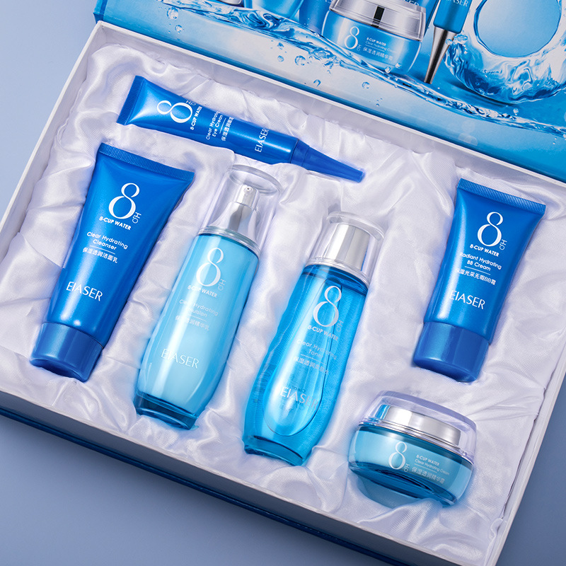 伊夏秋冬八杯水保濕滋潤補(bǔ)水提靚膚色面部護(hù)膚六件套OEM代加工